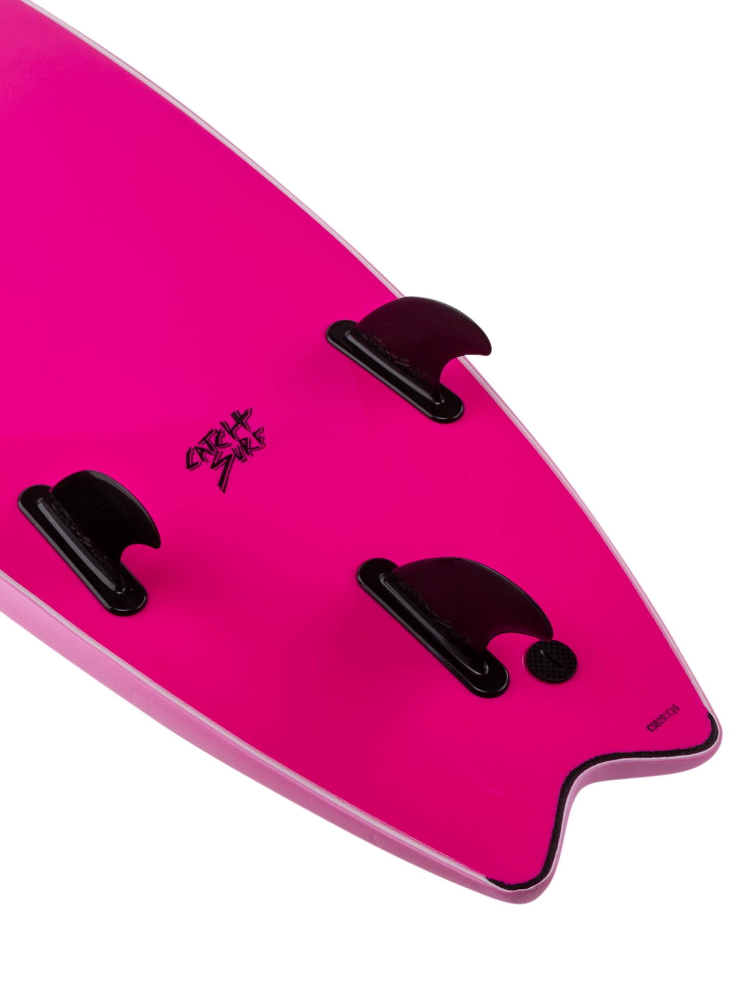 Pink bodyboard with black fins 