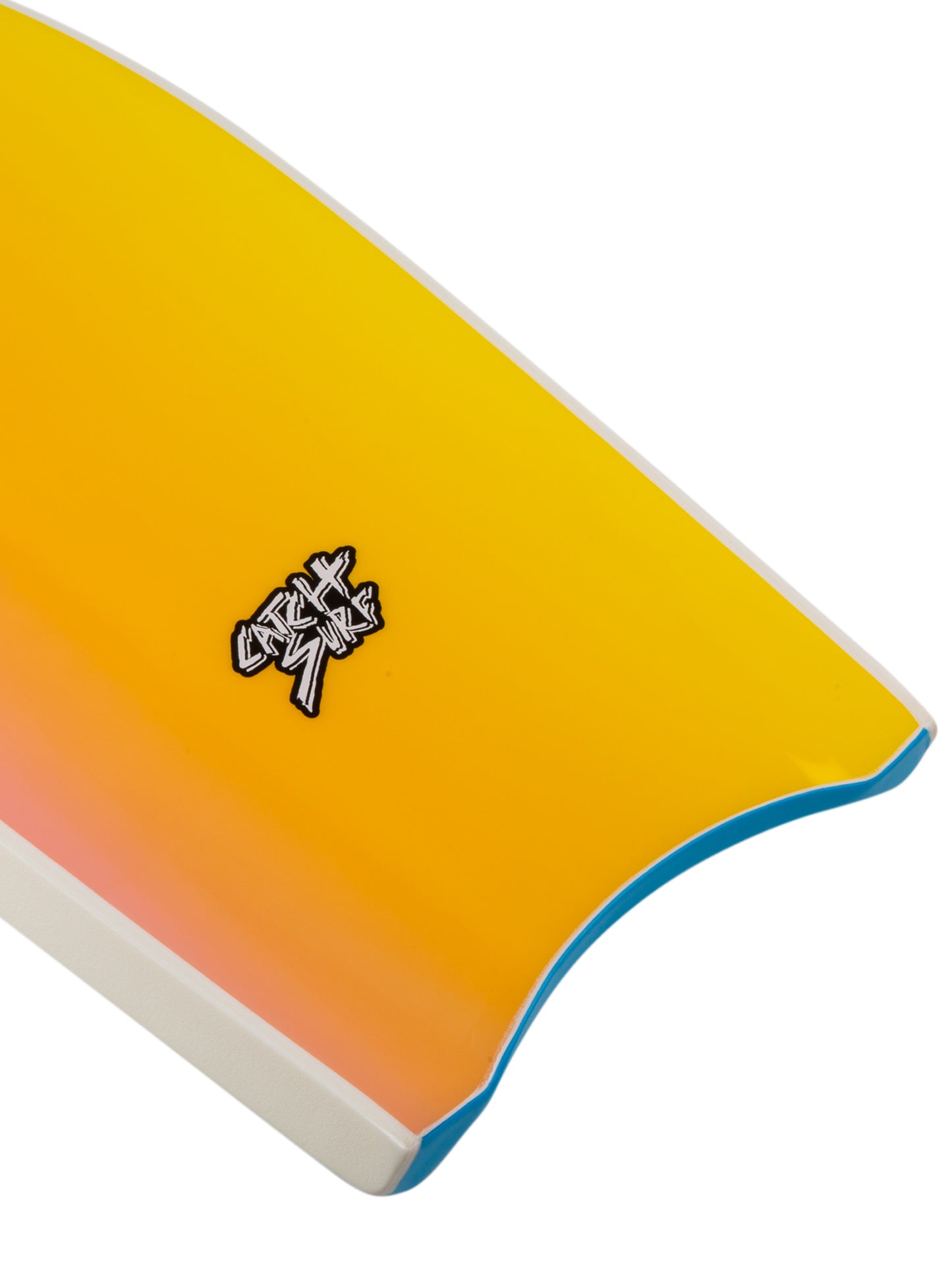 Yellow and orange surfboard fin 