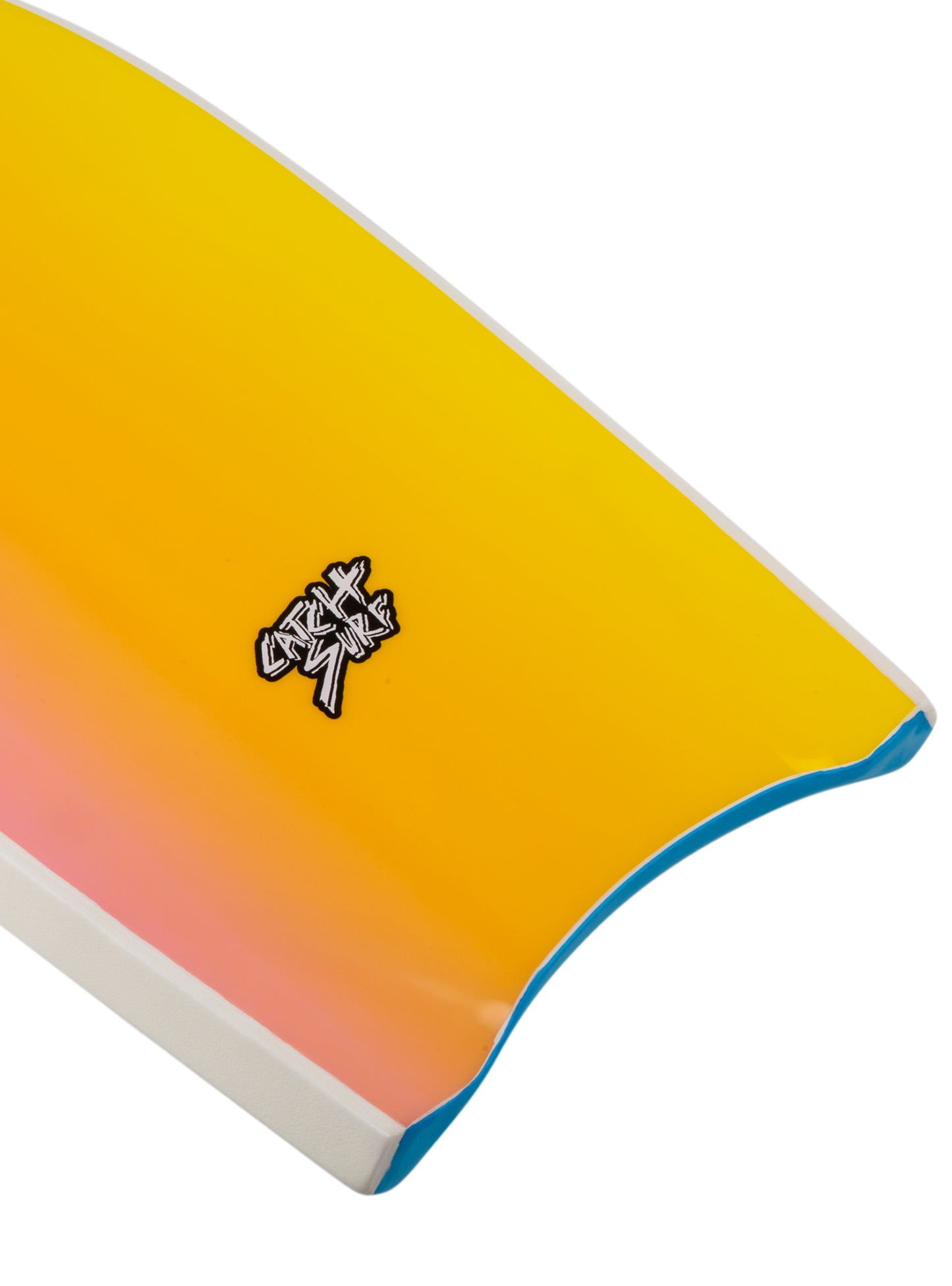 Gradient yellow to pink surfboard fin 