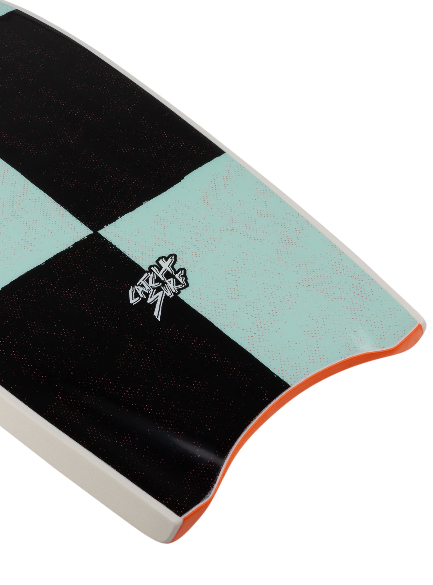 Close-up of a surfboard with a black 