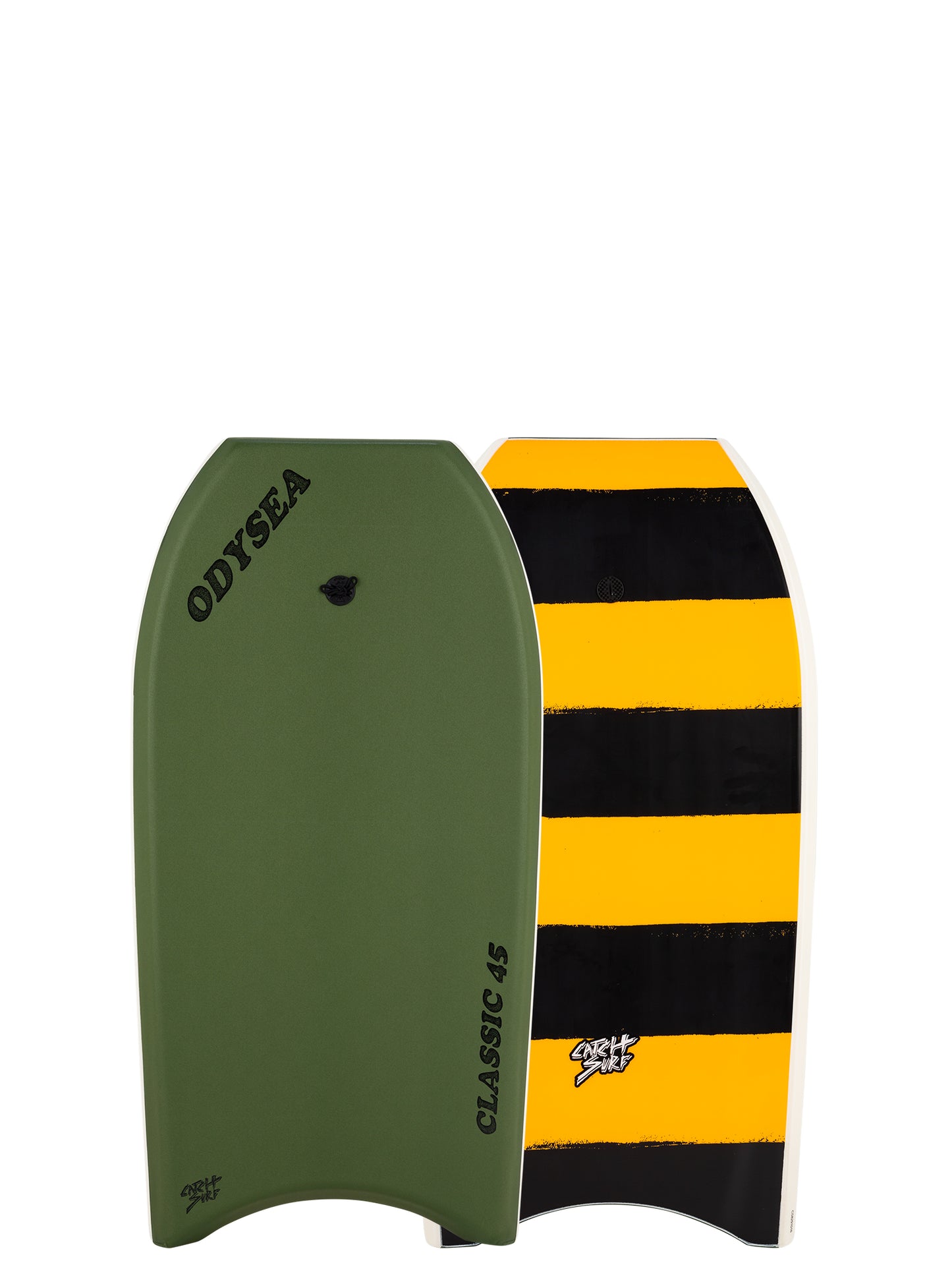 Green and yellow striped bodyboard