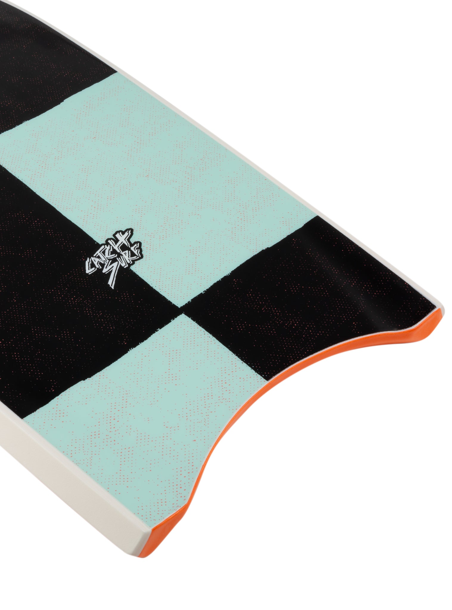 Checkered towel with black, white, and orange stripes