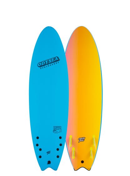 Blue and orange surfboards with 'Odyssey'