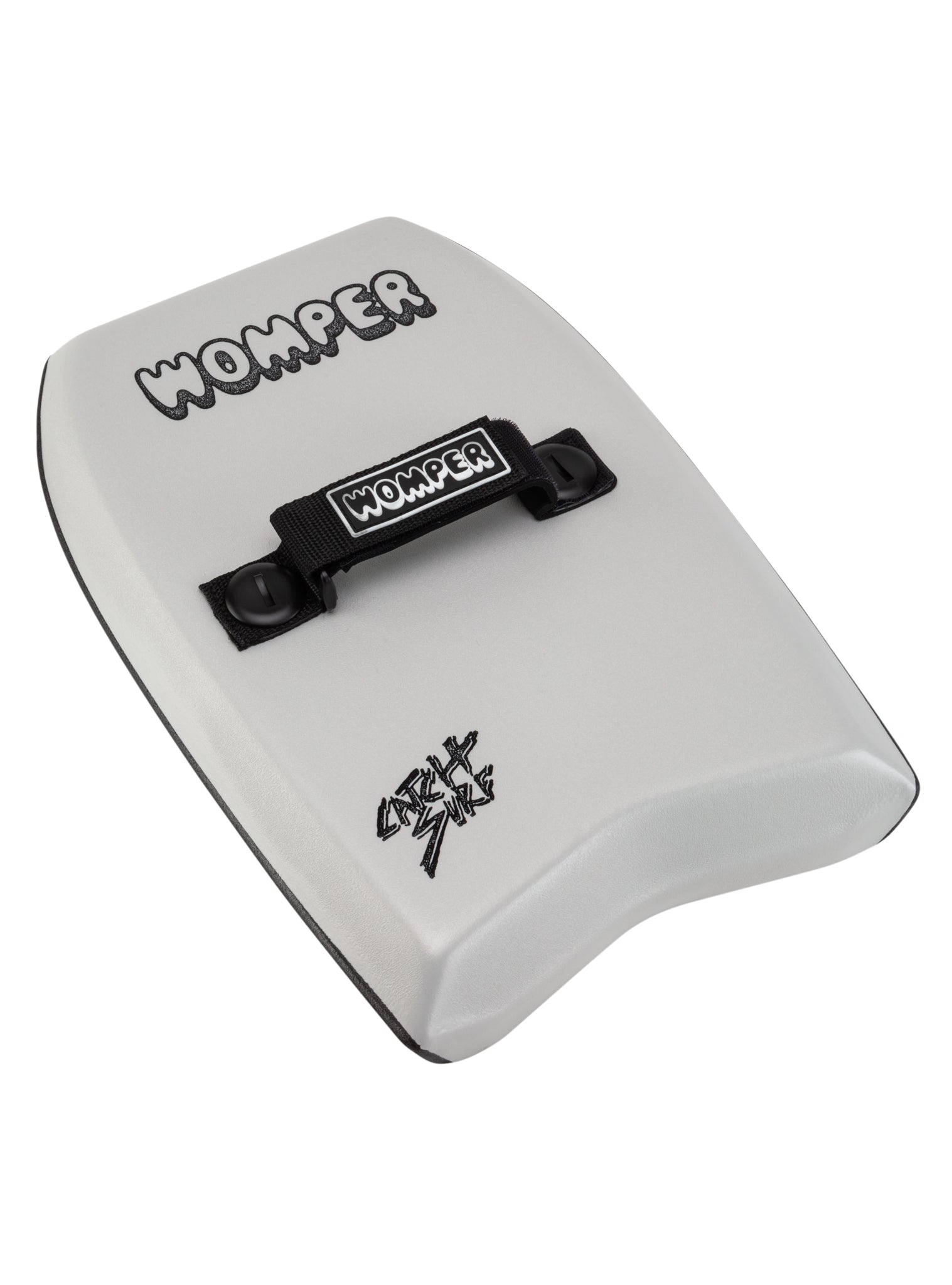 Cool Grey bodyboard with black straps.