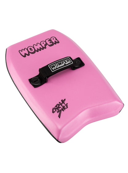 Pink Womper bodyboarding.