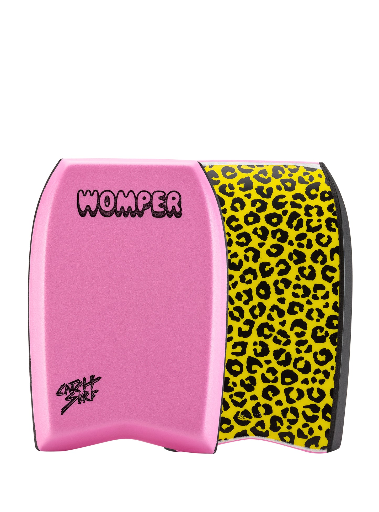 Pink and yellow leopard print Womper bodyboard.