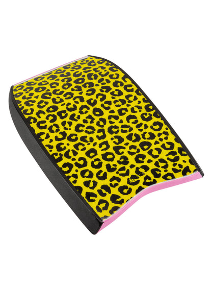 Yellow and black leopard print pad with pink edges