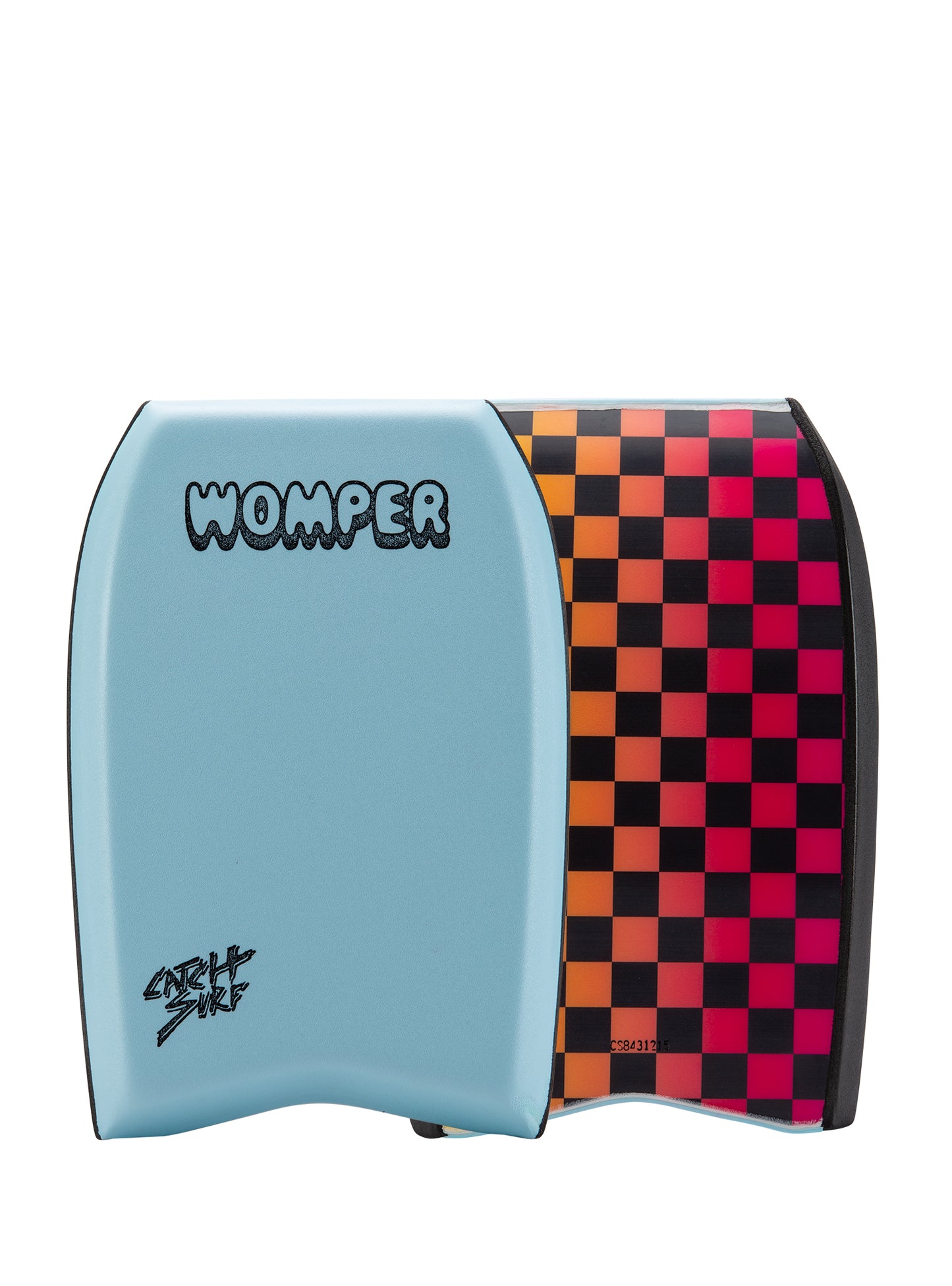 Sky Blue Womper bodyboard with a checkered design